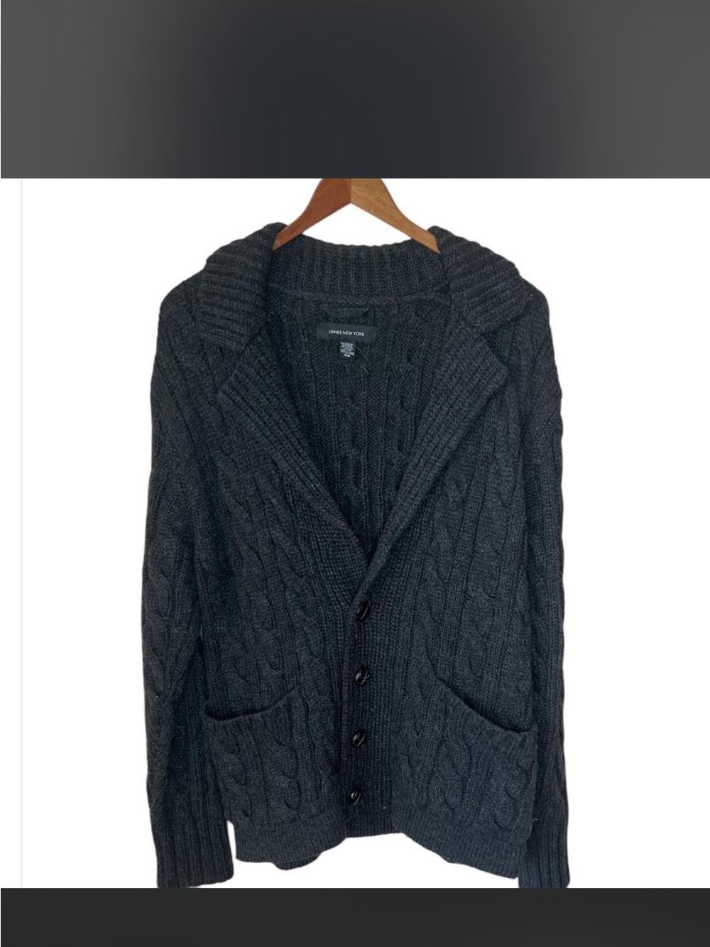 Jones New York Charcoal Cable Knit oversized Cardigan